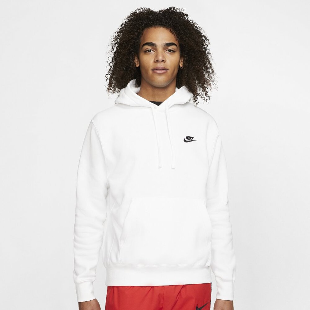 Nike Club Pullover Hoodie White Black Men's Size S-XXL Brand New